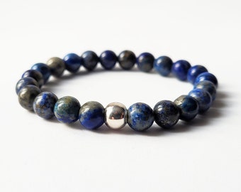 Pulsera Sodalite Azul 8mm con Perla de Plata