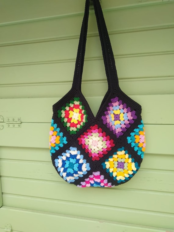Crochet Cotton Bag with Evil Eye Charm Turquoise Blue Tote Bag Gift Giving