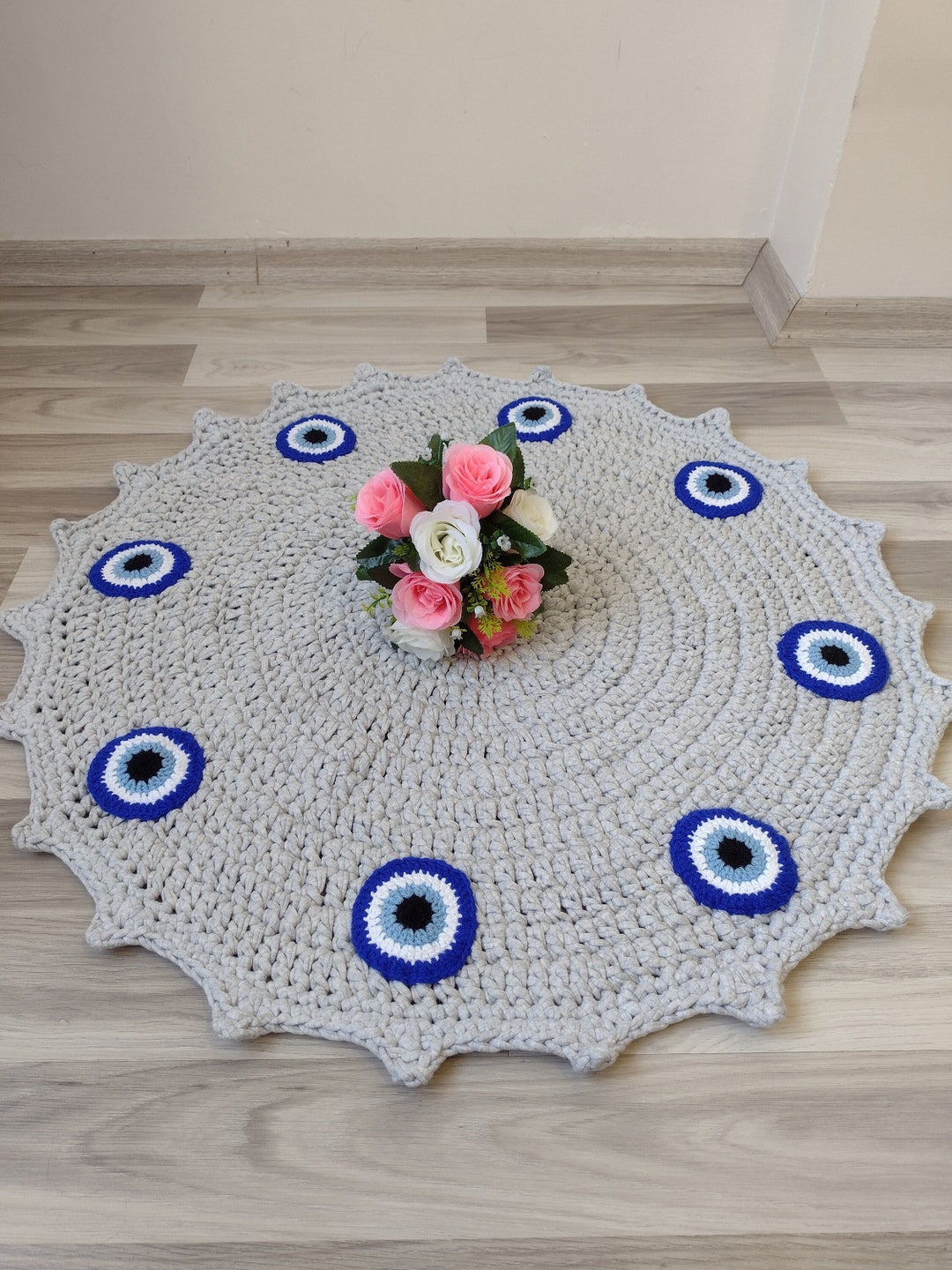 Evil Eye Rug Crochet Rug Aesthetic Rug New Home Gift Etsy
