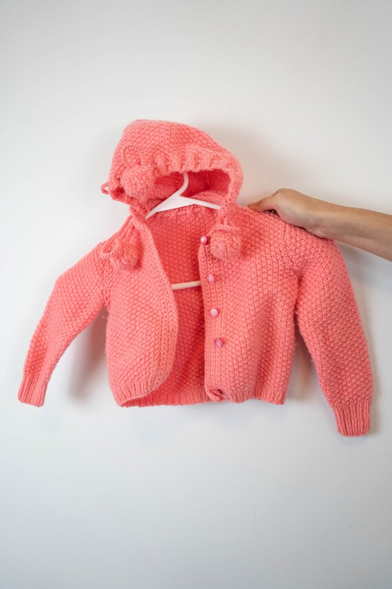 Vintage Hand Knitted 2pc. Pink Baby/Toddler Sweat… - image 4