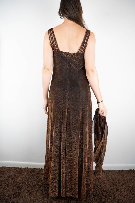 Vintage Silk Beaded Bronze Gown
