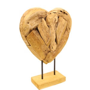 Wood Heart Sculpture Decor Rustic Mended Heart Farmhouse Decor for Living  Room Original Wooden Artwork Stitched Heart for Anniversary 