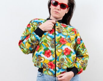 Vintage 90s Nautical Tropical Bomber Jacket from Expressions