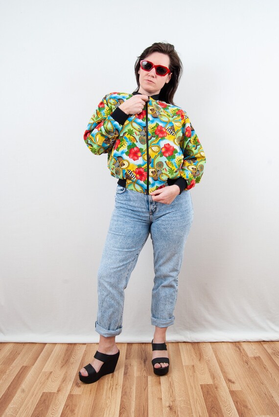 Vintage 90s Nautical Tropical Bomber Jacket from E