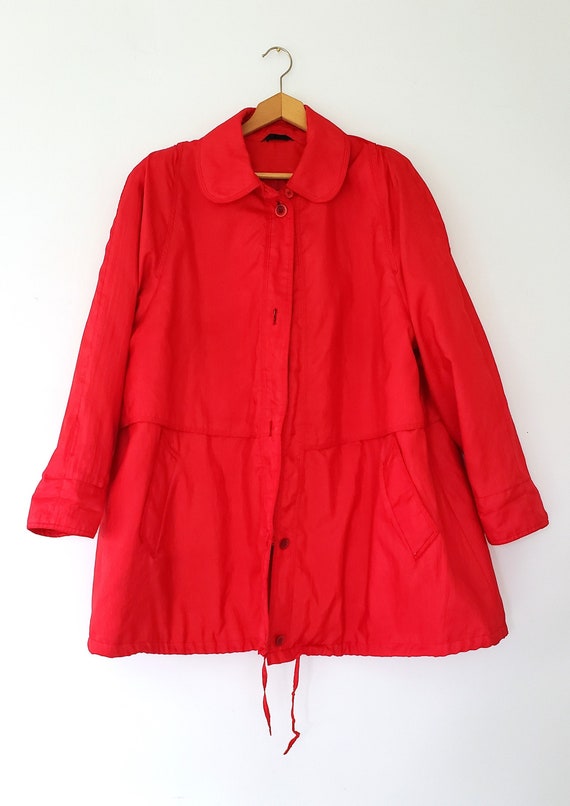 Vintage 80s Red Oversized Trenchcoat / Raincoat f… - image 7