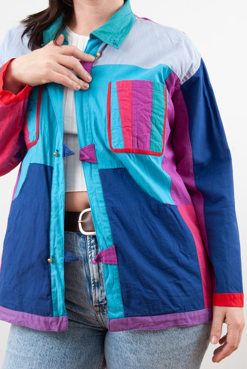 Vintage 90s Bright Colorblock Reversible Shirt from Kathmandu image 9