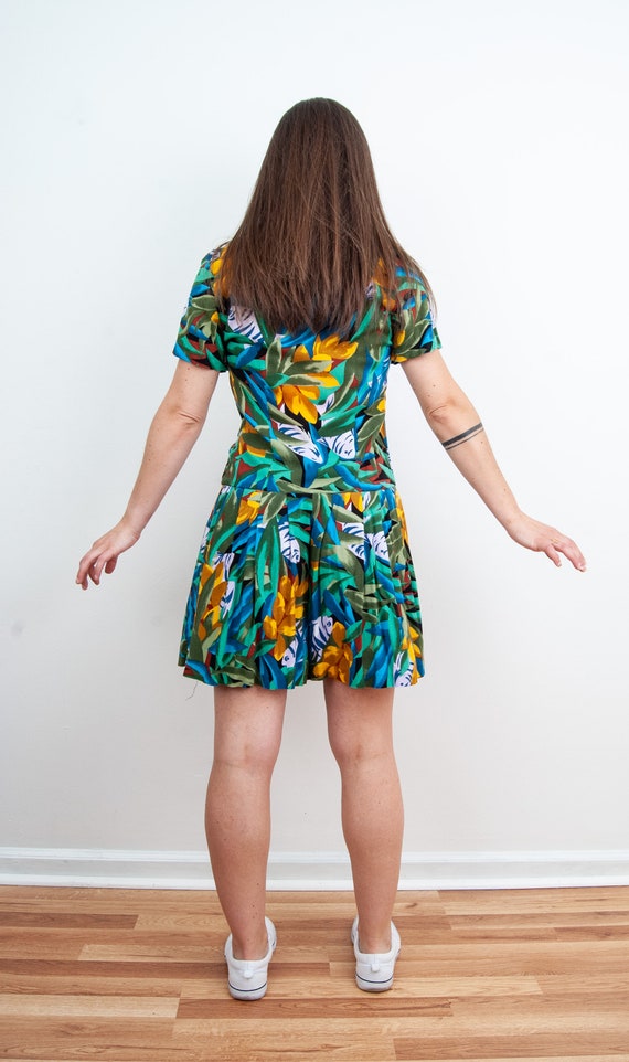 Vintage 80s Tropical Parrot Rayon Romper from Mil… - image 5