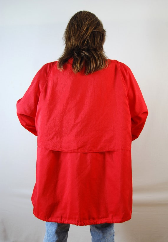 Vintage 80s Red Oversized Trenchcoat / Raincoat f… - image 5