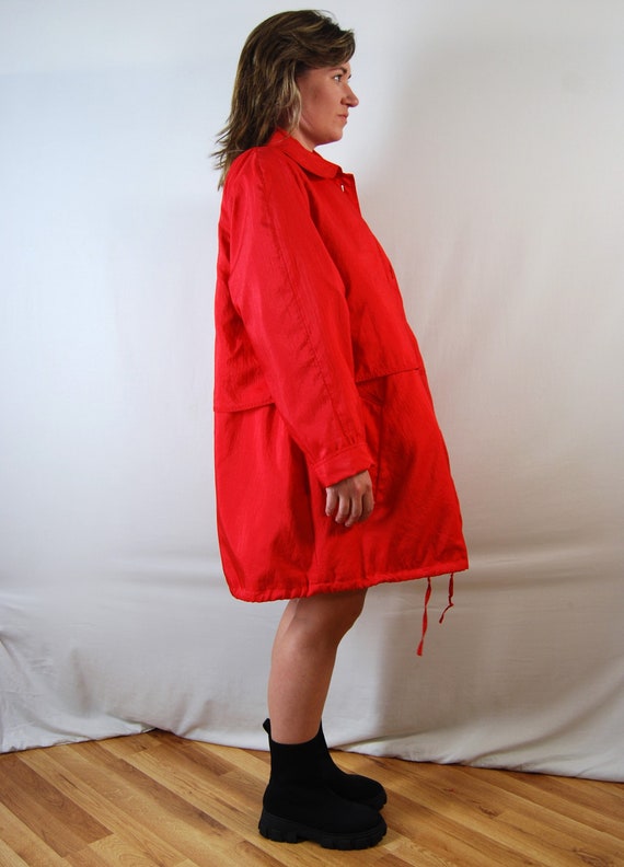 Vintage 80s Red Oversized Trenchcoat / Raincoat f… - image 1