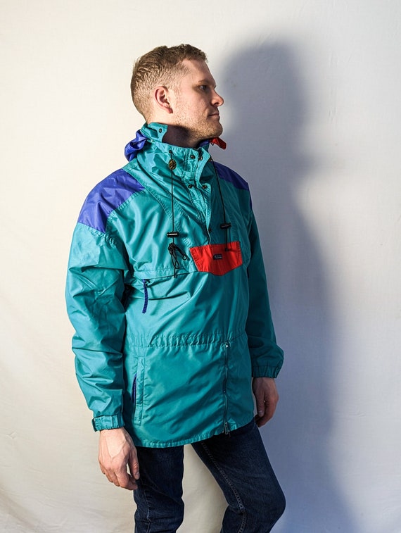 Vintage 90s Columbia Teal Colorblock Anorak Shell