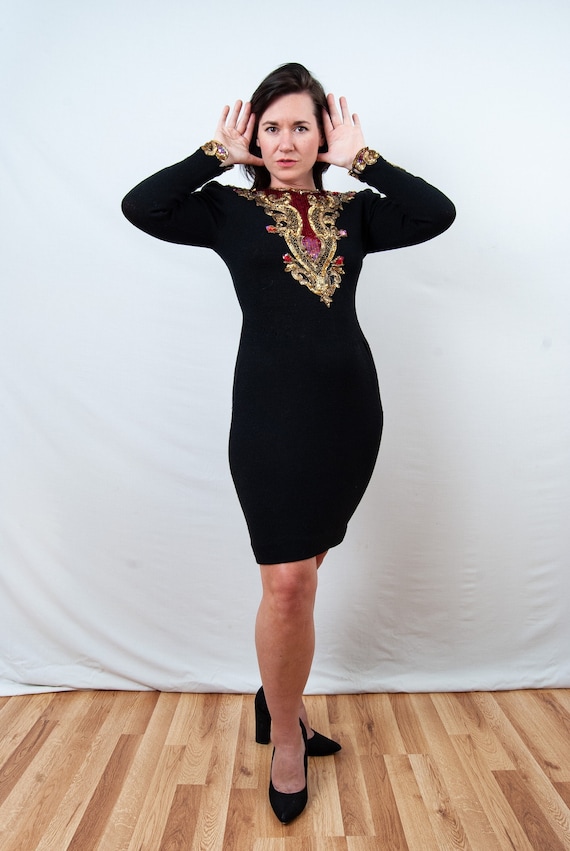 Vintage 90s Sequined Sweater Dress from Don Sayres - image 1