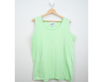 Vintage 90s Neon Green Tank Top from Surf Mania Size Medium