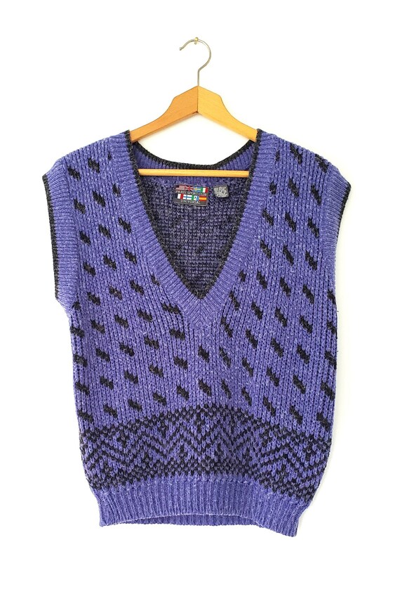 Cardigan Vintage PARIS SPORTS CLUB Pour Femme - Taille Large - Violet, Boutonnage Devant - Occasion Très Bon état