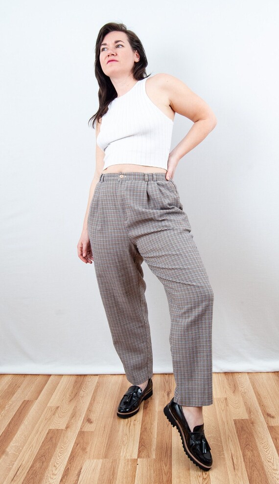 Vintage 80s Brown Houndstooth Pants from Worthingt