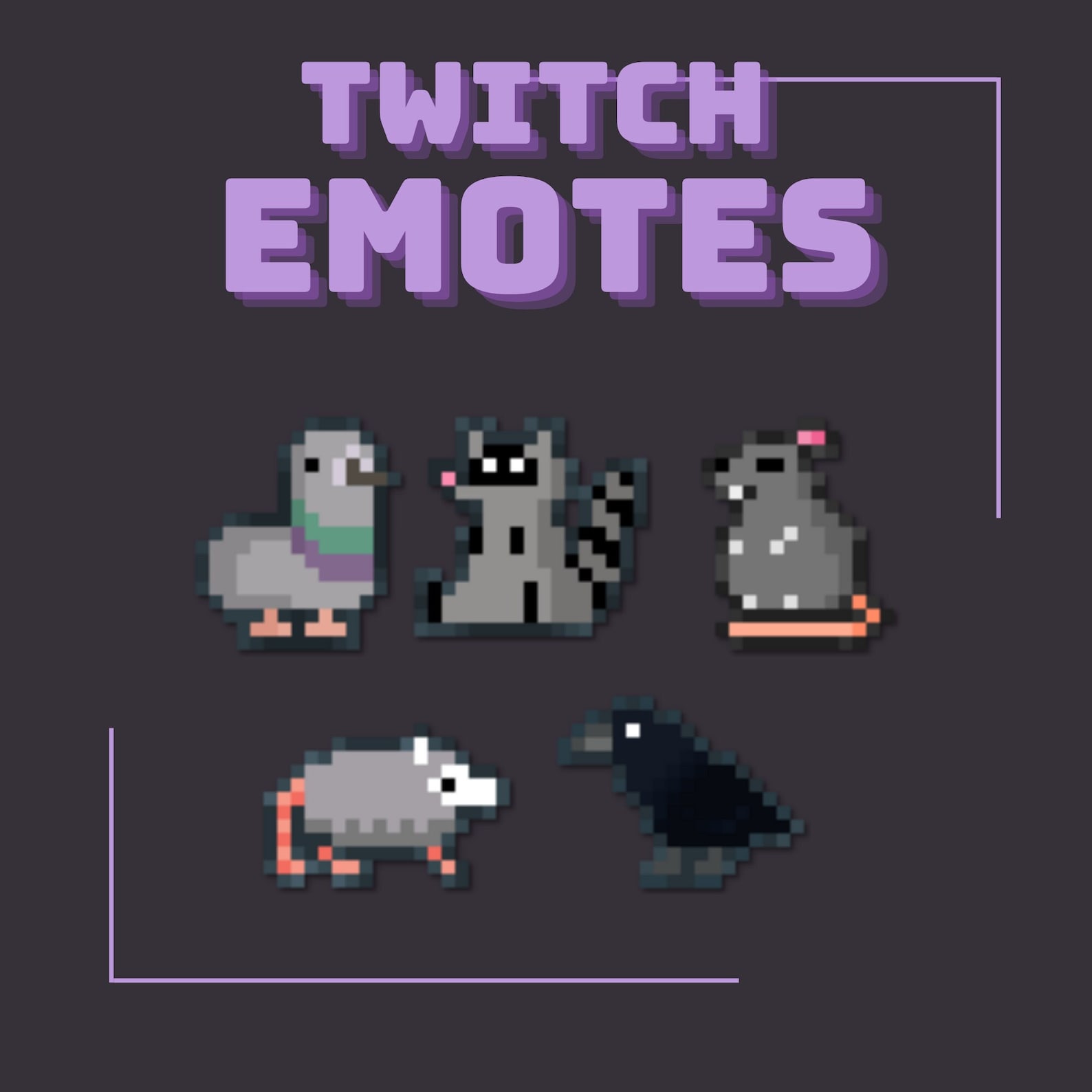 Vermin Badges Twitch Sub Bit Badges Emotes Possum Raccoon 8bit Badges