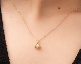 14 Karat Gold Personalized Beach Memorial Cremation Urn Pendant Always in My Heart Urn Dainty Seashell Jewelry Memorial Gift For Her/Him