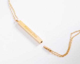 14K 18K Real Gold Bar Urn Bracelet For Ashes, Personalized Name Date Bar Urn, Cremation Keepsake Custom Engrave Bar Bracelet, 4 Side Engrave