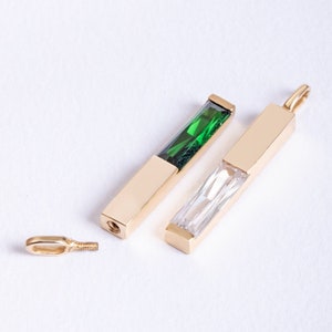 Solid Gold Pet Memorial in 14K 18K Birthstone Baguette Urn Necklace, Beloved Dogs Cats Birds Choose Lasting Love Honor Your Furry Friends