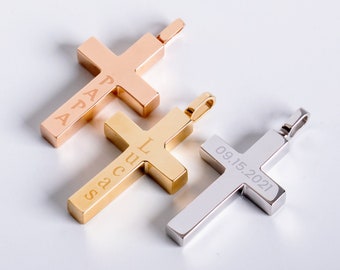 Cross Memorial Cremation Ashes Urn Pendant Necklace 10K 14K 18K Gold, Personalized Christian Keepsake Jewelry, Always in My Heart