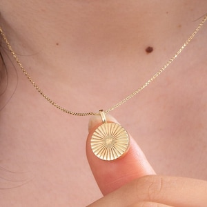 14k or 18k Solid Gold Sunburst Cremation Pendant | Personalized Memorial Ash Holder Necklace | Sympathy Gift | In Memory of Loved One