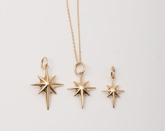 North Star Urn For Ashes 14K 18K Real Gold Cremation Keepsake Pendant, Memorial Solid Gold Starburst Urn Necklace, Remembrance Urn Necklace