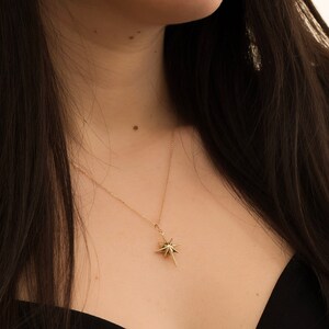 14K 18K Real Gold Cremation Starburst Urn Pendant, Polaris Urn Keepsake Necklace, Pole Star Ash Holder, North Star Urn Pendant, Loss of Dad image 3