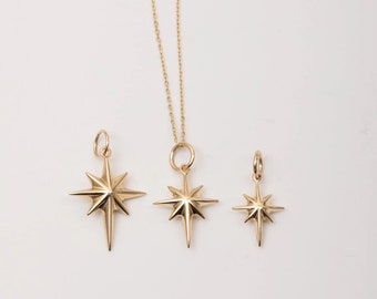 Colgante de urna de cremación con forma de estrella de oro real de 14 quilates y 18 quilates, collar de recuerdo con forma de urna Polaris, porta cenizas con forma de estrella polar, colgante de urna con forma de estrella del norte, recuerdo de la pérdida de un padre.