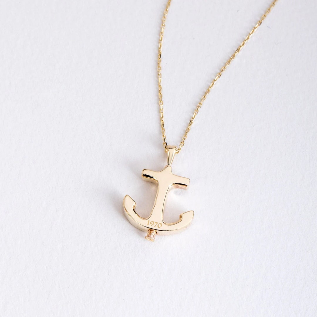 Cremation Jewelry Anchor Pendant Keepsake Memorial Urn Necklace 14K 18K