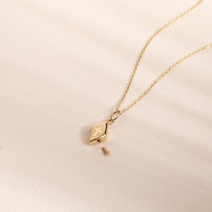 Rhombus Urn Pendant, Real Solid Gold In 14K, Geometric Cremation Urn Necklace, Ashes Holder for Human or Pet, Custom Engraved Urn Pendant