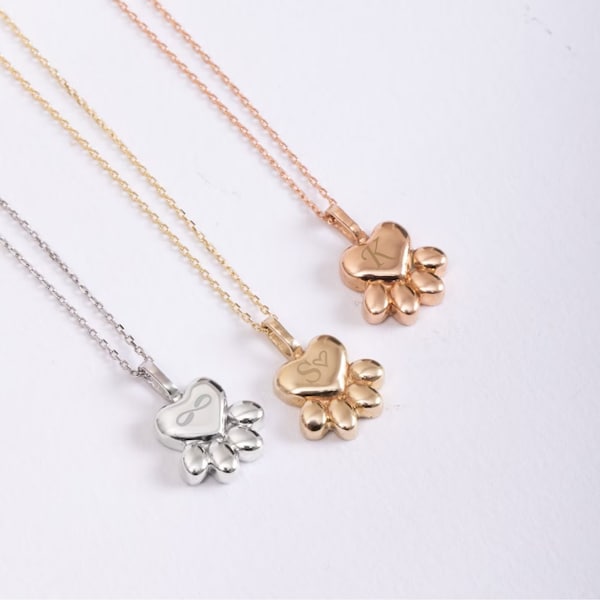 10K 14K 18K Real Solid Gold Paw Urn Necklace, Cremation Keepsake, Human or Pet Ashes, Dog Paw Ash Holder Pendant, Custom Memorial Gift