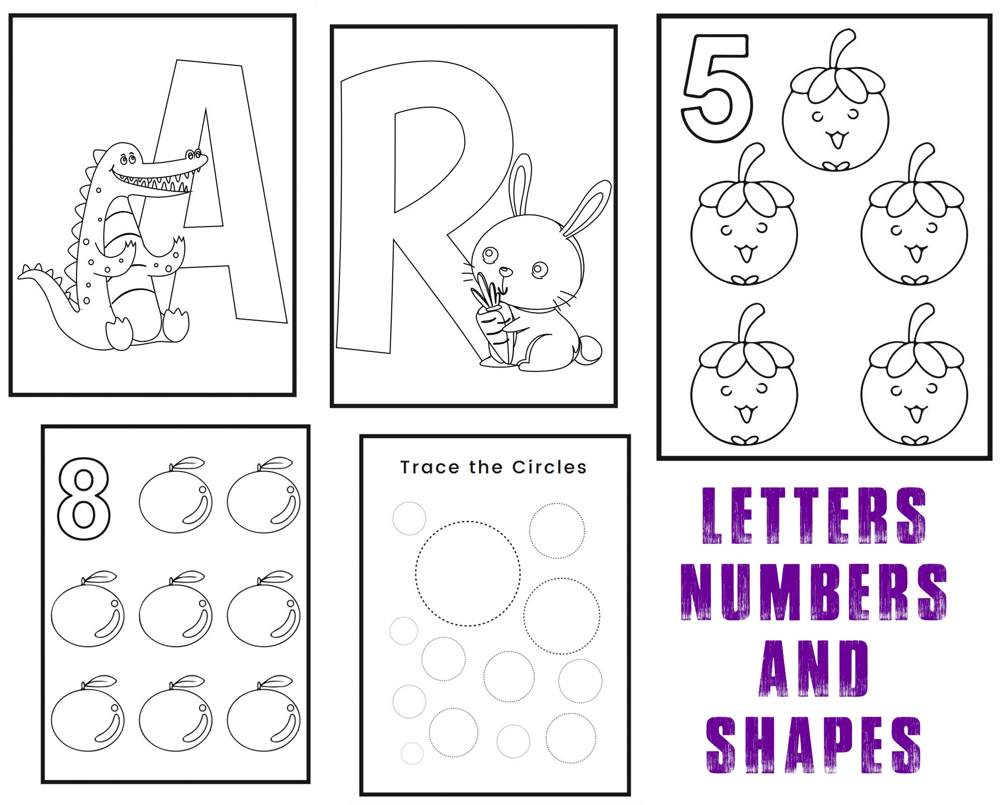 Toddler Coloring Book: Numbers, Letters, Shapes and Animals, Coloring – Lay  it Flat Publishing Group