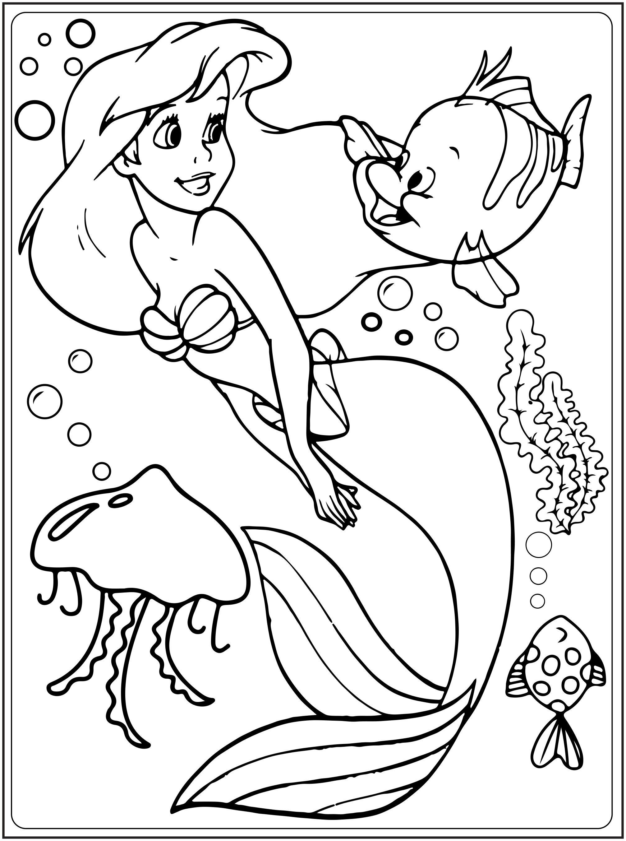 Printable Mermaid Coloring Pages - 100 Pages Coloring Book for Girls ...