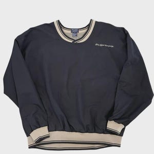 Vintage Ford Motor Company Pullover Jacket Windbreaker Minimalist 90s Workwear Crewneck Beige Black XL