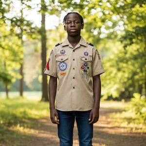 Vintage Boy Scouts Webelos Shirt Youth Large BSA Uniform Patches Pins Lot USA