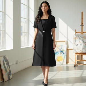 black dresser desk combo Modest Muslim Woman Starlight Sheer Overlay Abaya main image 1