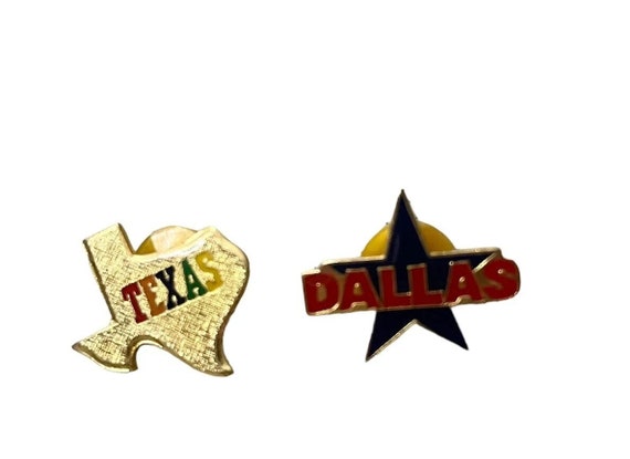 Vintage Texas Pins Dallas Star Lot Of 2 Retro - image 1