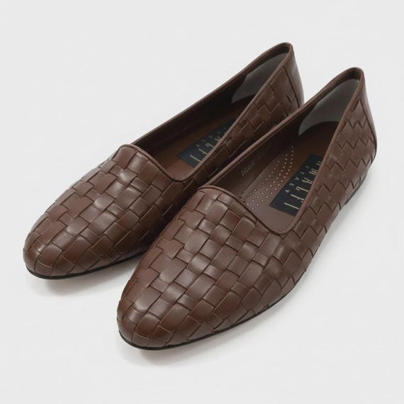 Vintage Amalfi Italy Woven Leather Loafers Women display picture 2