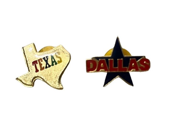 Vintage Texas Pins Dallas Star Lot Of 2 Retro - image 2