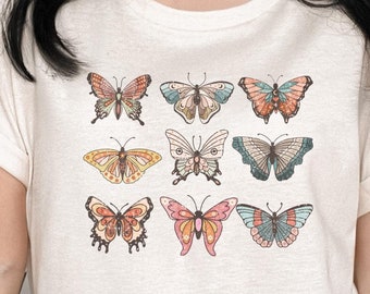 Butterfly Shirt, Distressed Butterfly, Retro, Hippie Shirt, Spring Shirt, Womens Spring, Summer Tee, Butterfly Gift, Hippie Gift