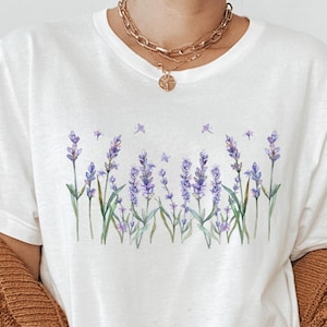 Vintage Blumen Shirt, gepresste Blume, Lavendel Shirt, Boho Cottagecore, Fairycore, Wildflower TShirt, Pastel Botanical, Boho Flower