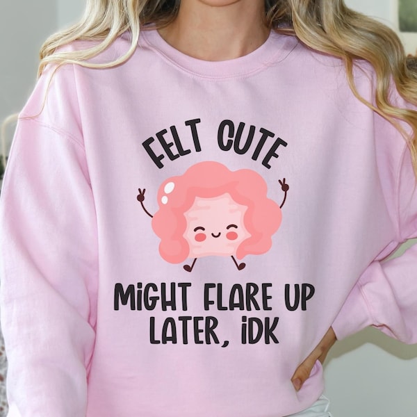 Flare Up Sweatshirt, Felt Cute Might Flare Up Later, IBS Sweatshirt, Crohns Shirt, My Tummy Hurts, Cute Tummy Shirt, Chronic Illness Gift