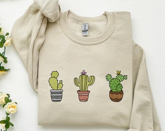 Cactus Sweatshirt, Potted Cacti, Cactus Lover, Succulent Sweater, Plant Mom, Plant Lover, Cactus Gift, Arizona Cactus, Cactus Crewneck