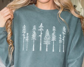 Pine Tree Comfort Colors, Evergreen Crewneck, PNW Sweatshirt, Distressed Pine, Tree Shirt, Forest Sweatshirt, Outdoorsy Gift, Hiking, Oregon
