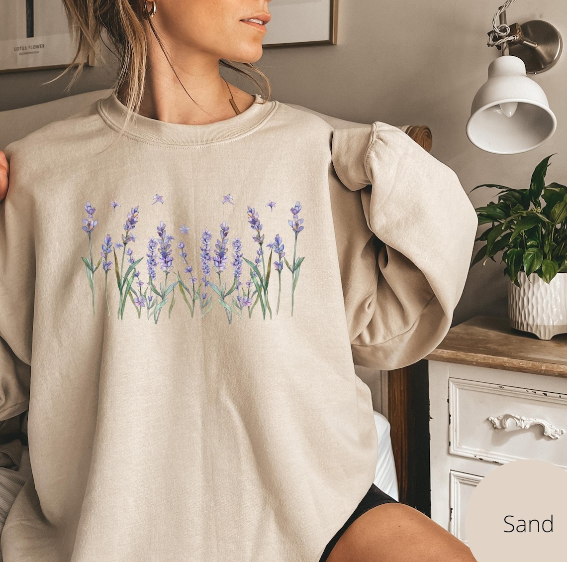 Vintage Flower Art Casual Long Sleeve Sweatshirt Hoodie
