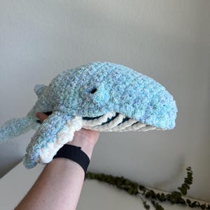 Crochet Whale - Mini Hugo the Humpback Whale - Handmade Plush Toy - Tri-Blue Frosted - Ready to ship