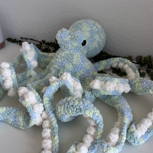 32&quot; Gaint Crochet Octopus - Anchor - Handmade Plush Toy - Green Seaside - Ready to ship