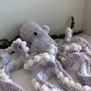 32&quot; Gaint Crochet Octopus - Anchor - Handmade Plush Toy - Lilac Field - Ready to ship