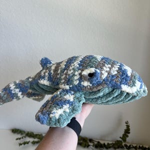 Crochet Whale - Mini Hugo the Humpback Whale - Handmade Plush Toy - Tiger Green - Ready to ship