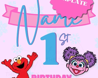 Elmo & Abby Birthday Welcome Sign, Winter Wonderland (Editable, Digital Download