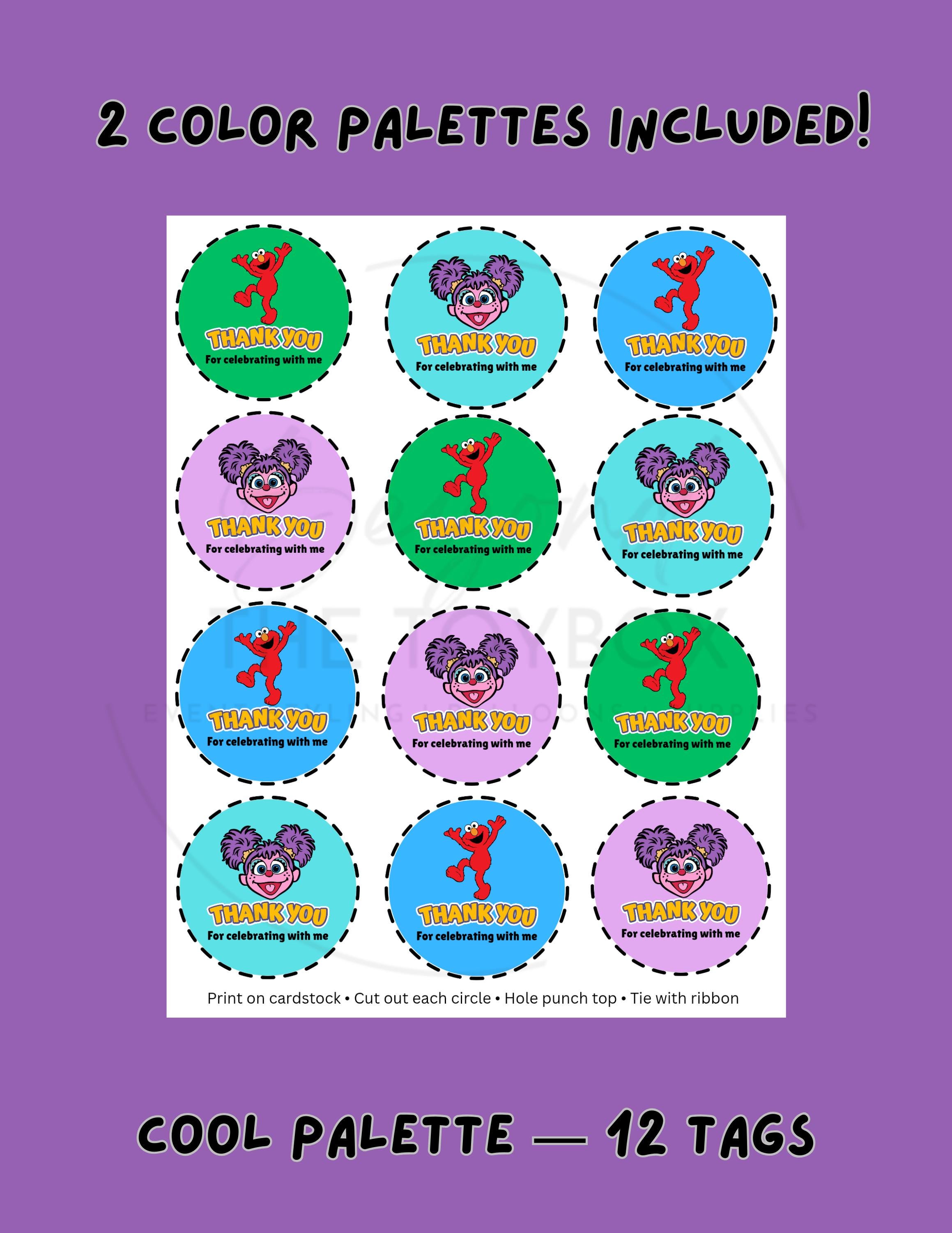 Elmo Abby Favor Tags | Sesame Street Birthday Thank You Circles ...
